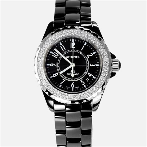 black chanel j12 watch with diamonds|Chanel j12 automatic watch price.